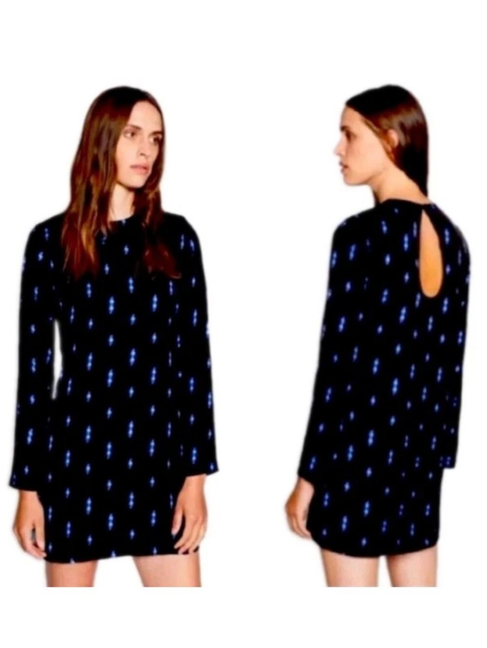 Equipment Femme Anjelisa Sheath Mini Dress Black Satin Lightning Bolts Sz XS Nwt